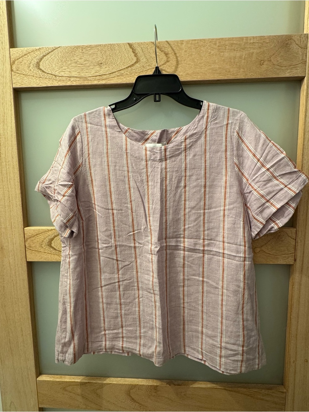 Christopher & Banks Pink and Orange Striped Short Sleeve Top
